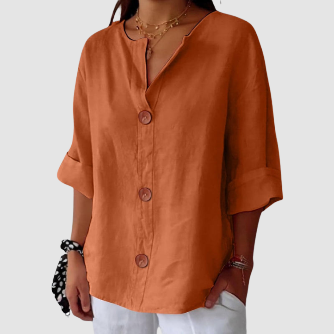 Leah | Women's Casual Linen Blouse-The Yellow Prime