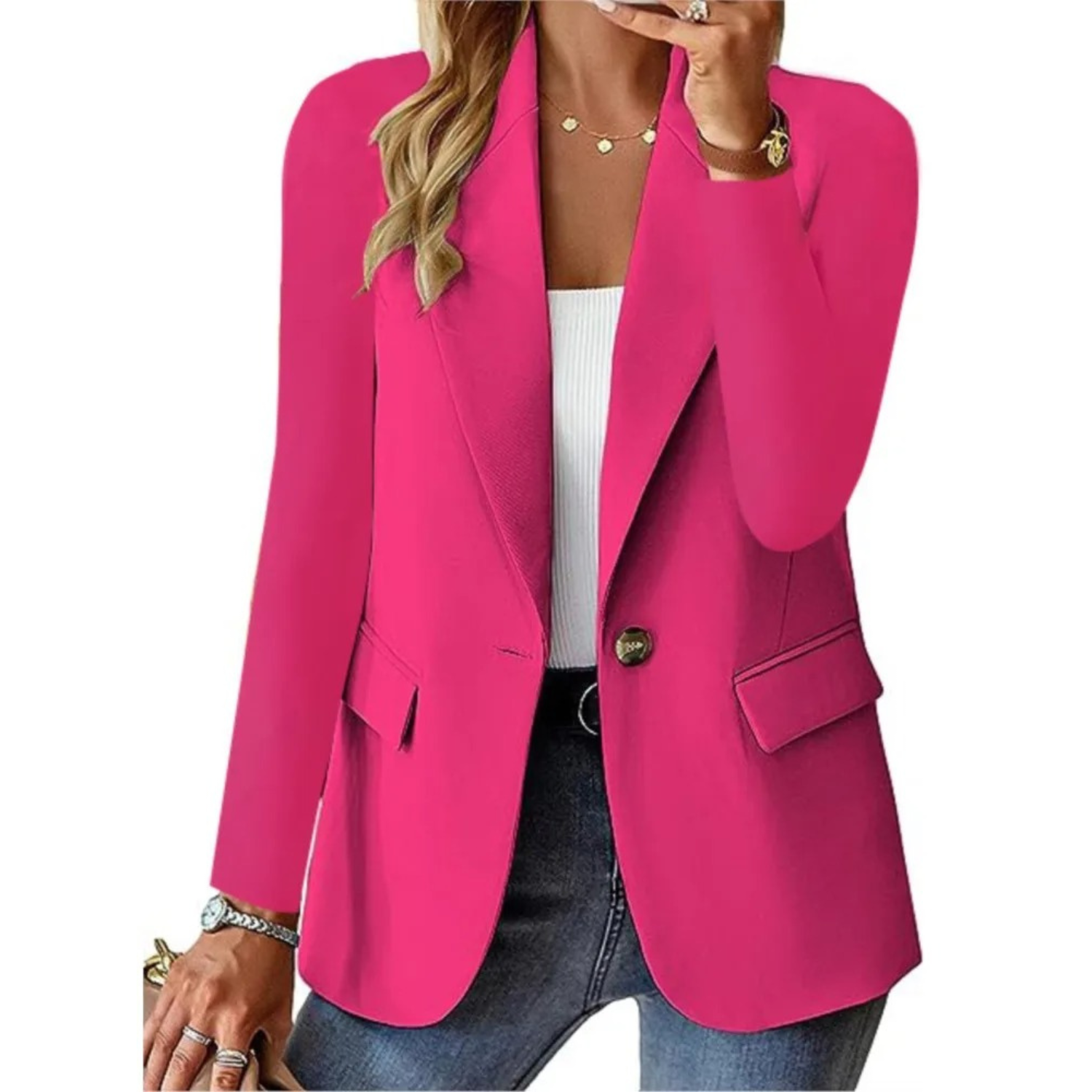Women's Casual Blazer with Long Sleeves for Effortless Style-The Yellow Prime