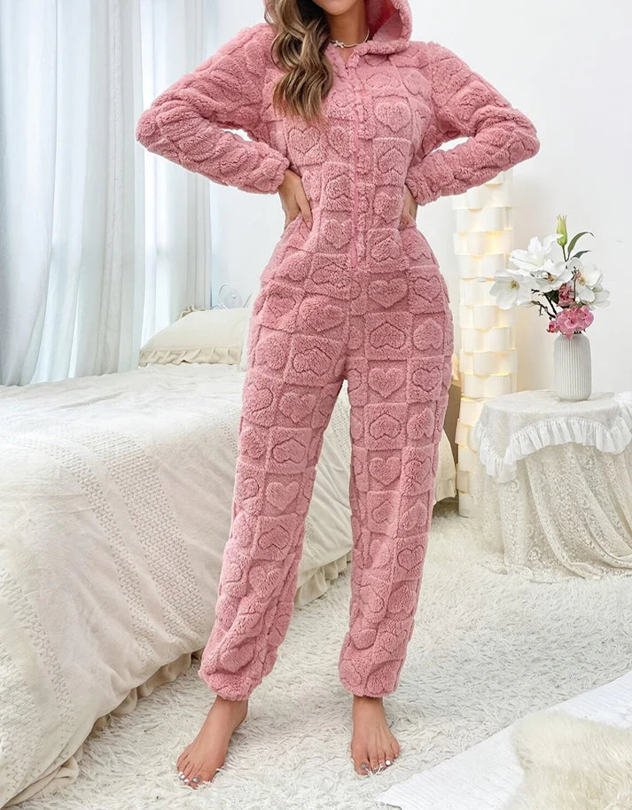 Women's Cozy Fluffy Night Jumpsuit-The Yellow Prime