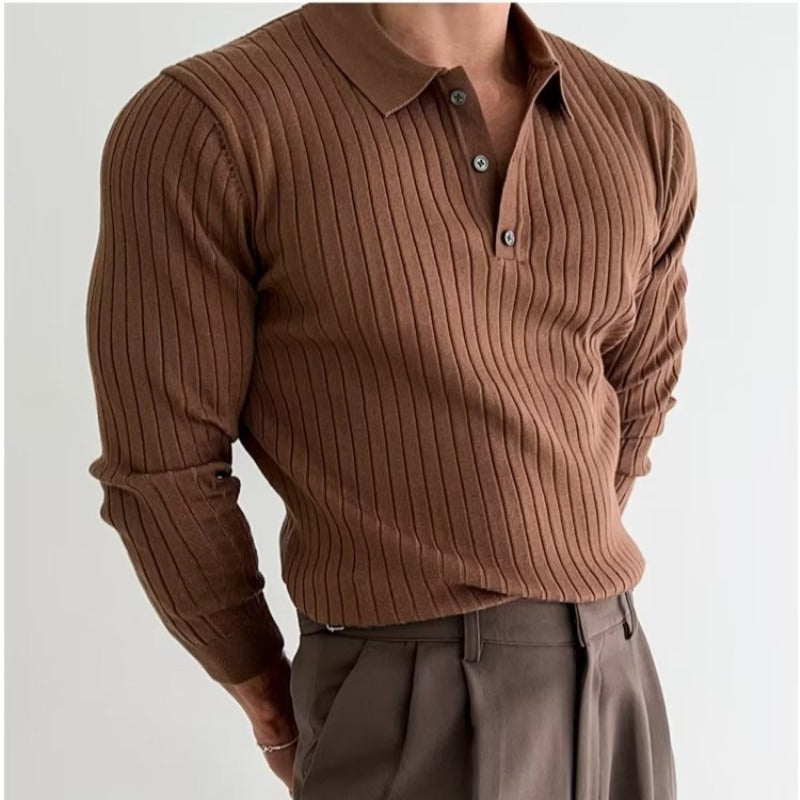 Philip | Men's Knit Long Sleeve Casual Polo Shirt