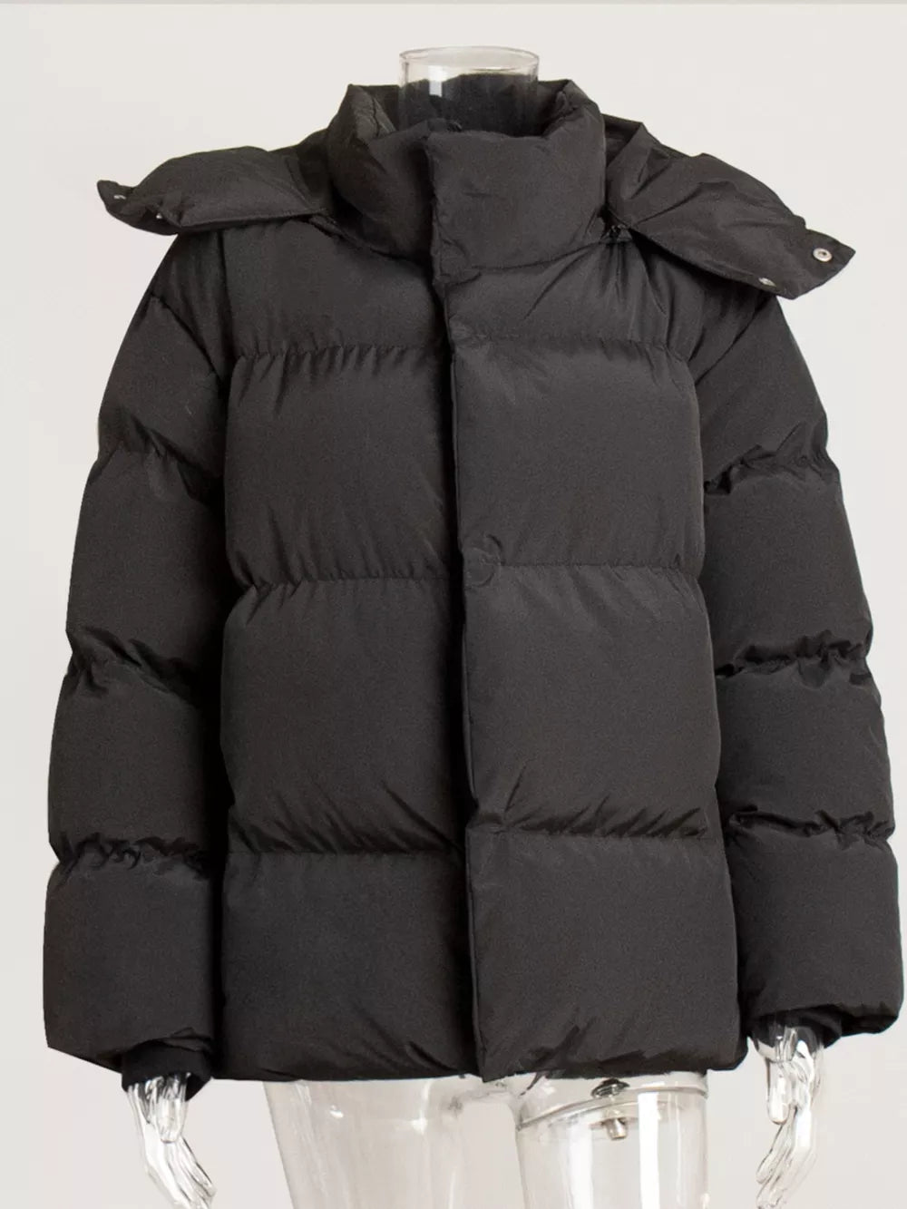 Women's Hooded Puffer Jacket with Pockets, Sizes S to L