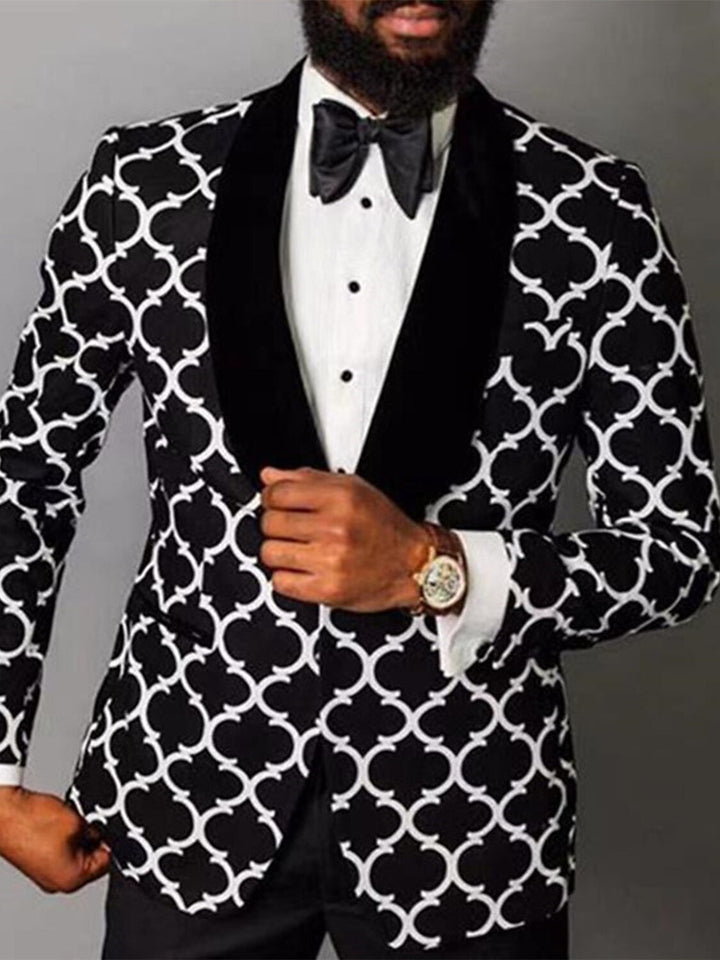 Men's Stylish Checkered Single Breasted Suit