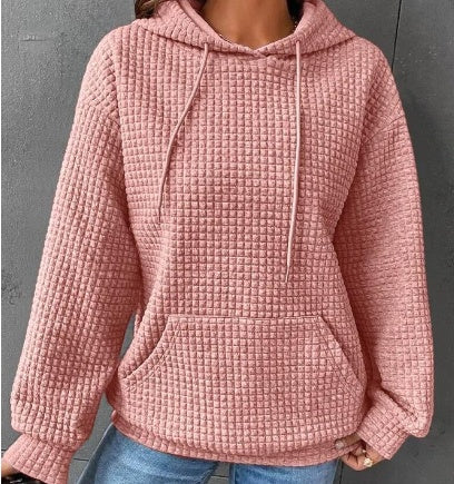 Women's Soft Cozy Waffle Knit Hoodie Sweater for Layering-The Yellow Prime