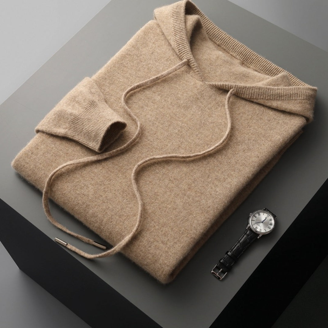 Sweat à capuche en maille de cachemire pour homme