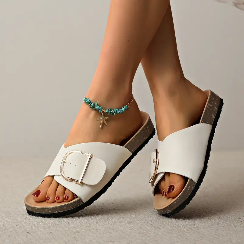 Navy | Women's Orthopedic Flat Sandals with Adjustable Straps-The Yellow Prime