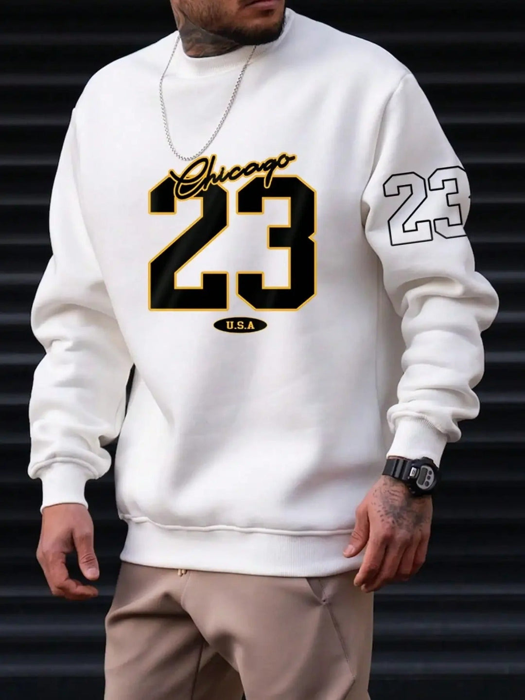 Men's Casual Fleece Crewneck Sweatshirt-The Yellow Prime