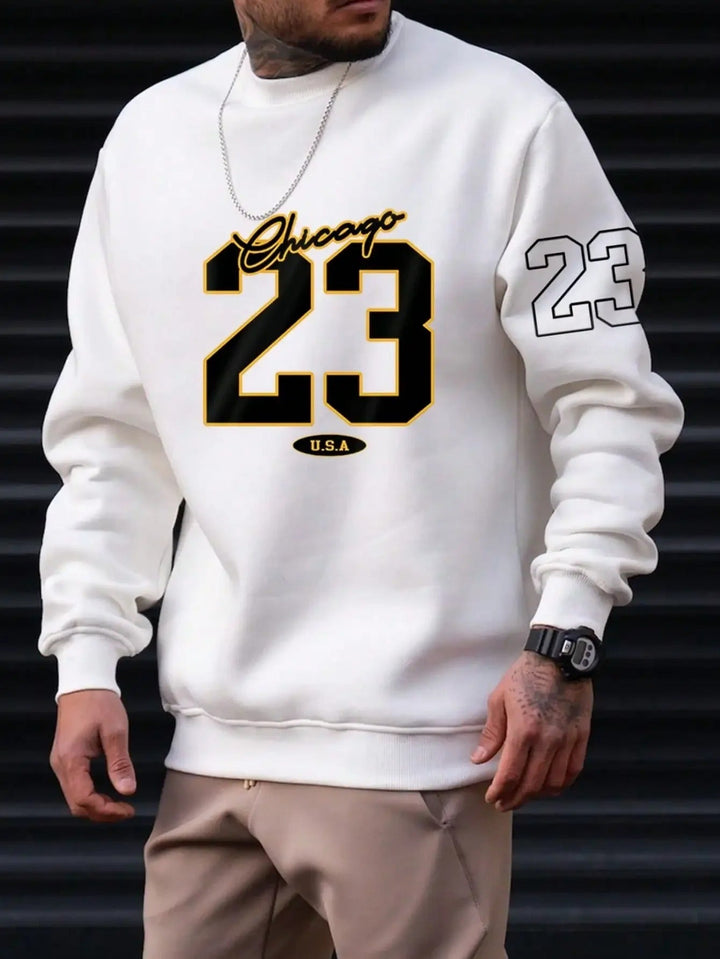 Men's Casual Fleece Crewneck Sweatshirt-The Yellow Prime