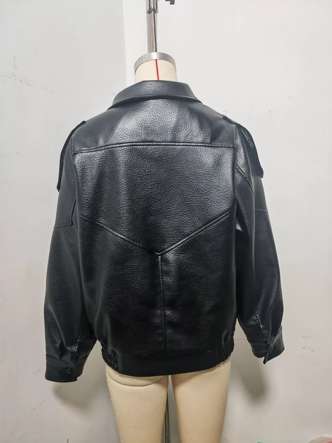 Casaco de motociclista em imitação de pele com bolsos, para senhora, tamanhos XS-L