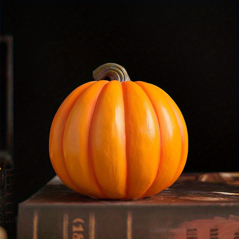 Halloweenin kaiverrettu Jack O'Lantern -koriste pääkallokuvioinnilla, hartsia