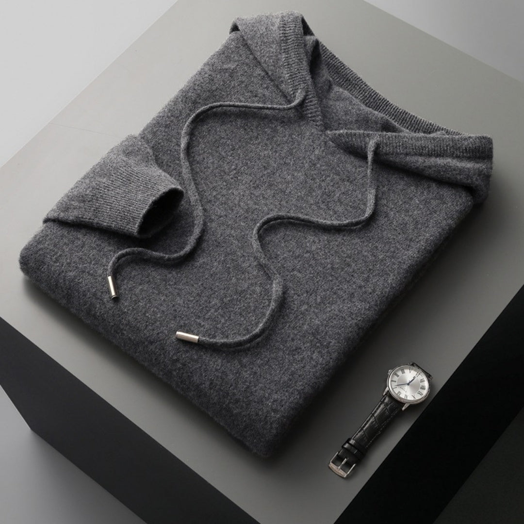 Sweat à capuche en maille de cachemire pour homme