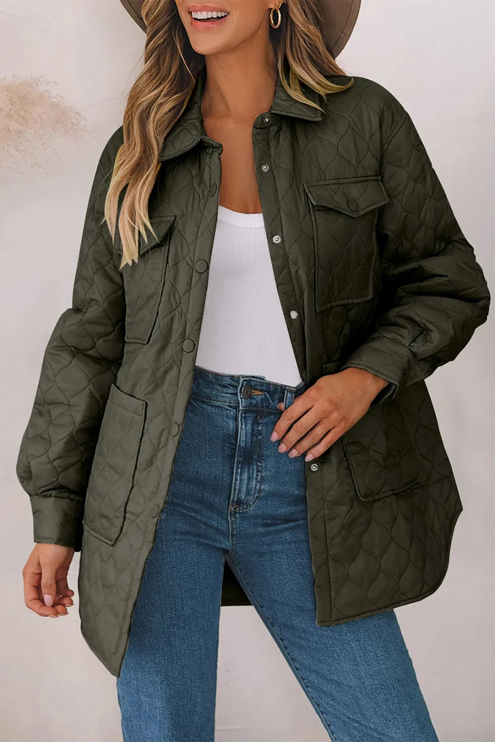 Women's Winter Coat, Snap Front, Collared, Sizes S-2XL