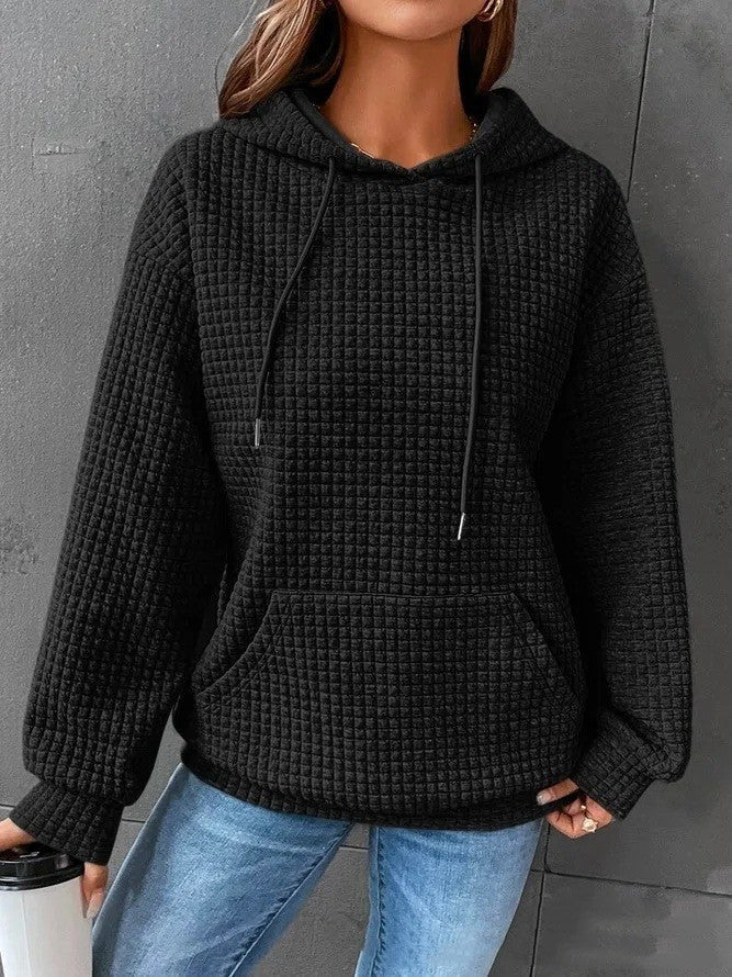Women's Soft Cozy Waffle Knit Hoodie Sweater for Layering-The Yellow Prime