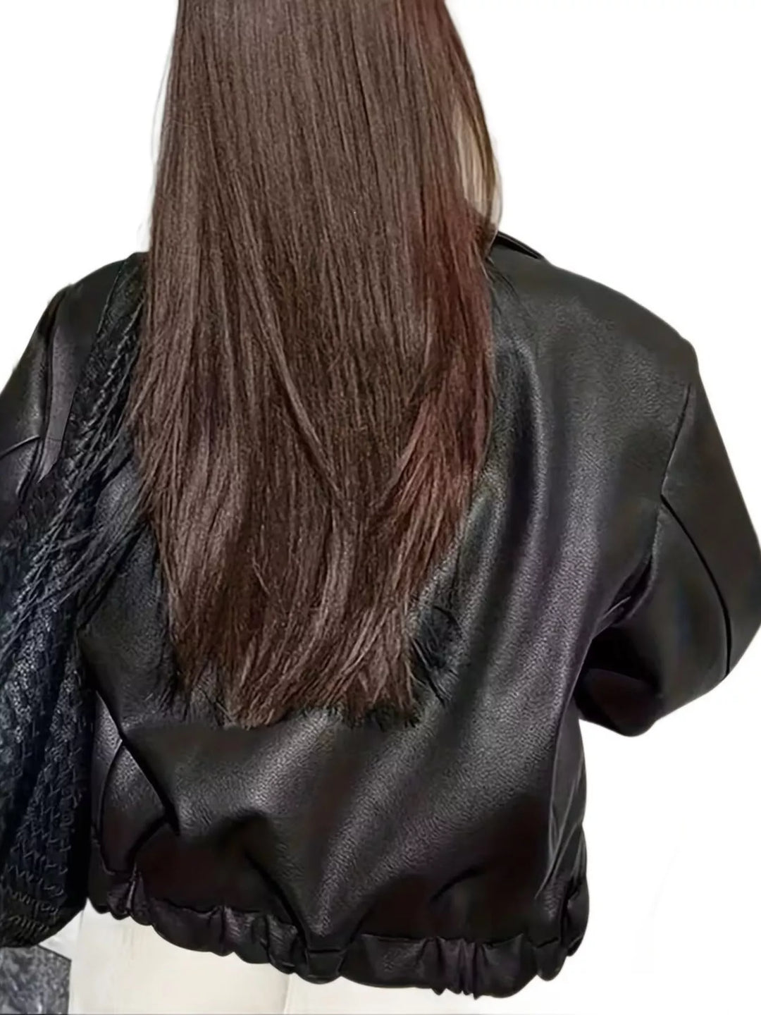 Dámská oversized motorkářská bunda z umělé kůže se zapínáním na zip, velikosti S-XXL