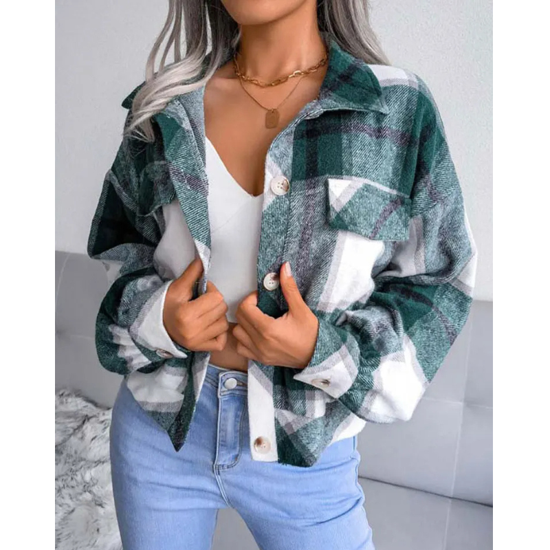 Women's Checkered Plaid Jacket-The Yellow Prime