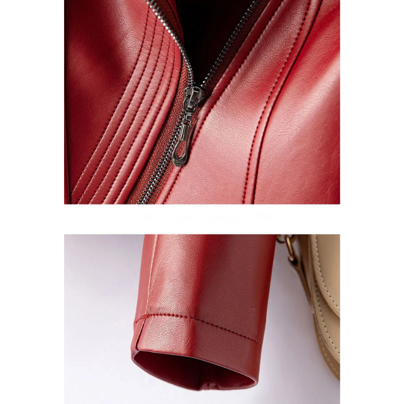 Women's Asymmetric Leather Jacket-The Yellow Prime