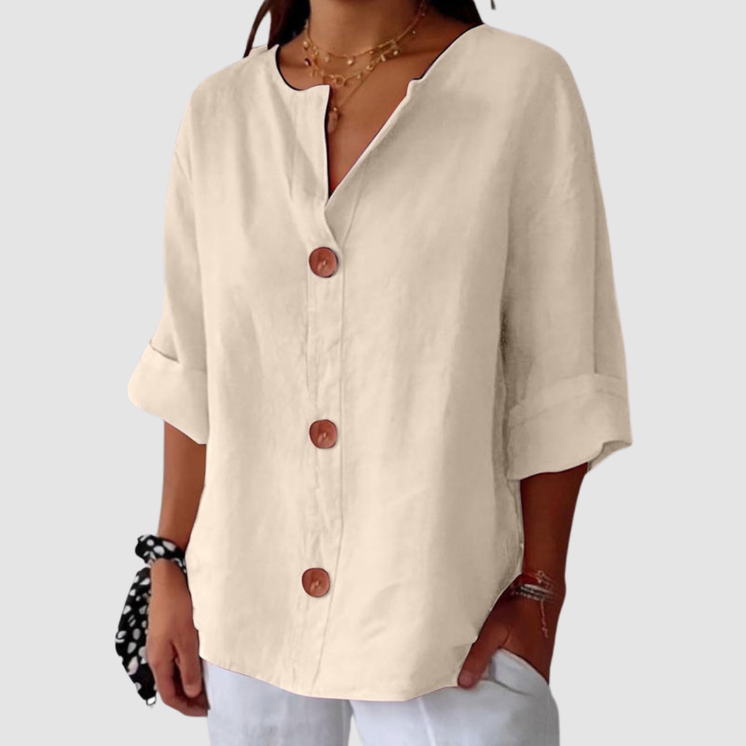 Leah | Women's Casual Linen Blouse-The Yellow Prime