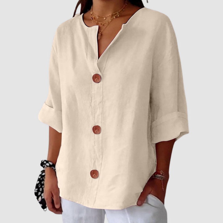Leah | Women's Casual Linen Blouse-The Yellow Prime