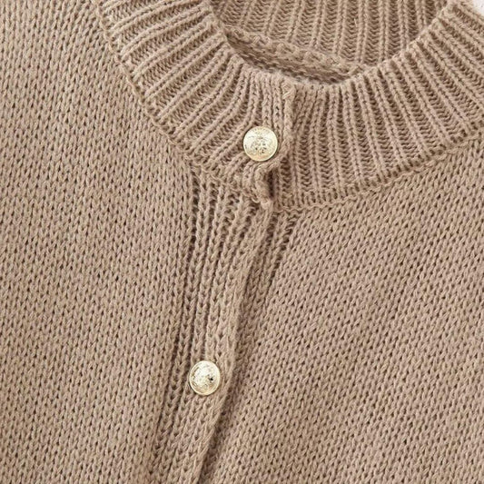 Women's Oversized Knit Cardigan with Button Front and Ribbed Cuffs