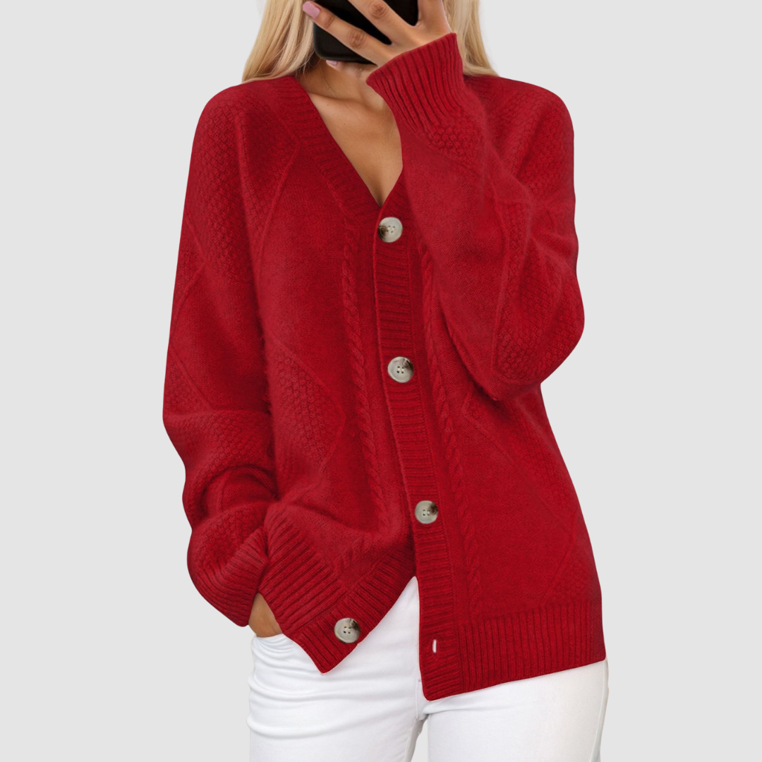 Meg | Women's Premium Knitted V-Neck Cardigan-The Yellow Prime