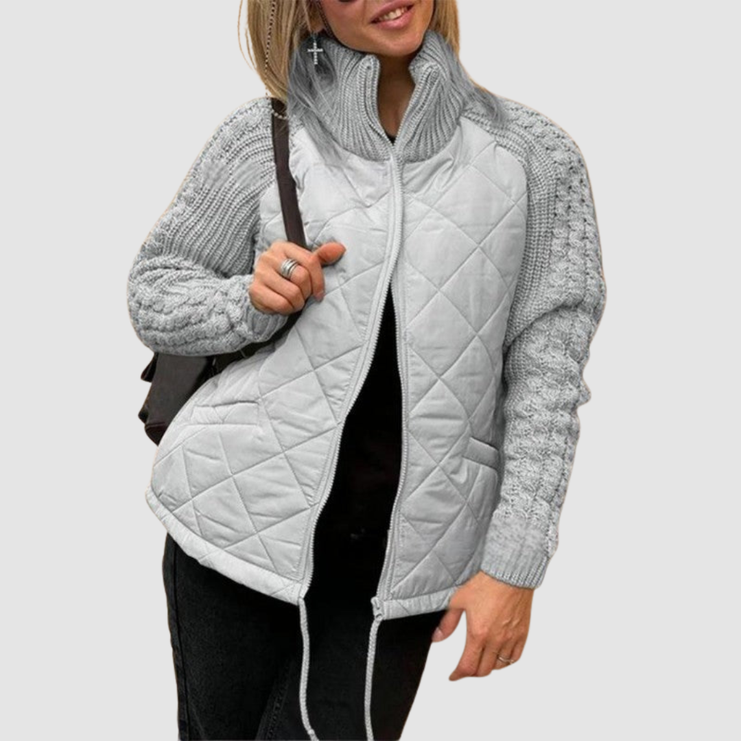 Carina | Women's Wool Patchwork Down Jacket-The Yellow Prime