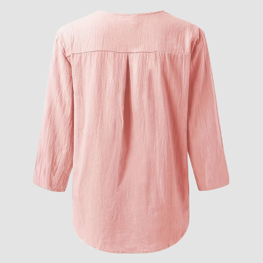 Melisa | Women's Casual Cotton and Linen Blouse-The Yellow Prime