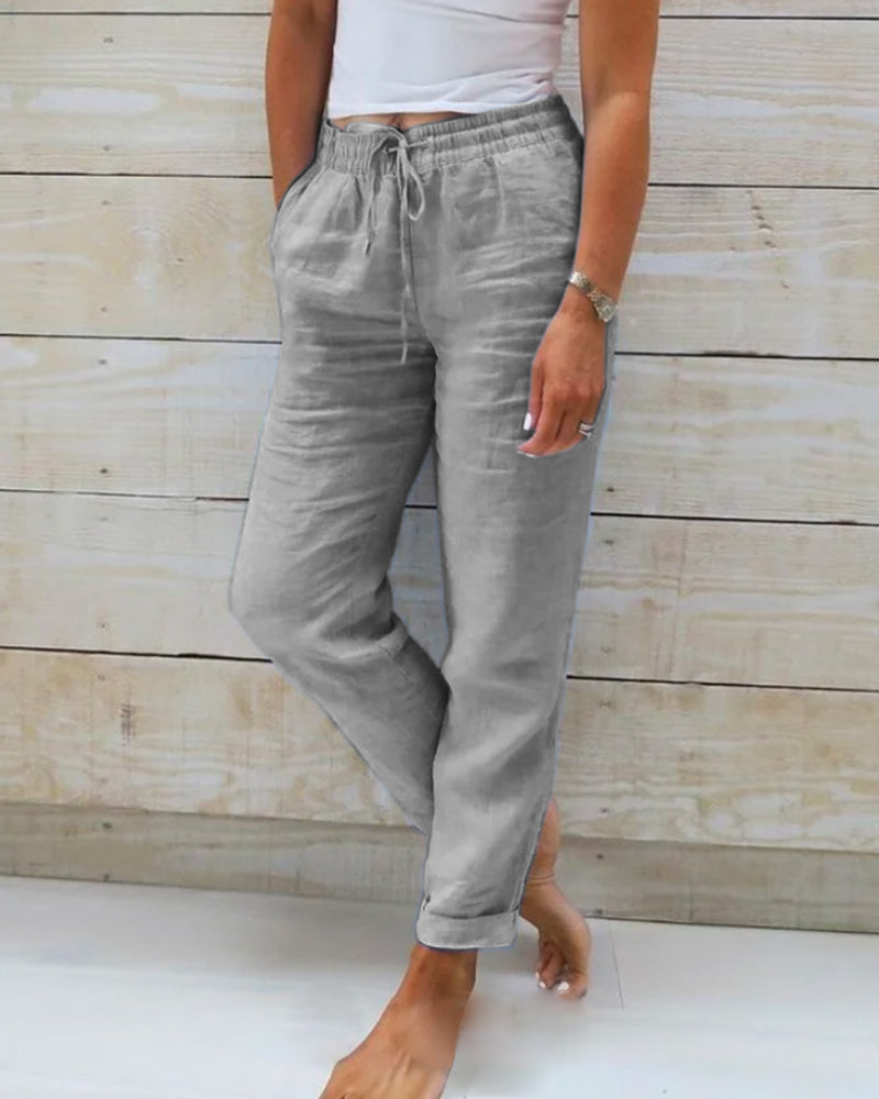 Evelien | Women's Comfortable Stylish Elastic Linen Pants-The Yellow Prime