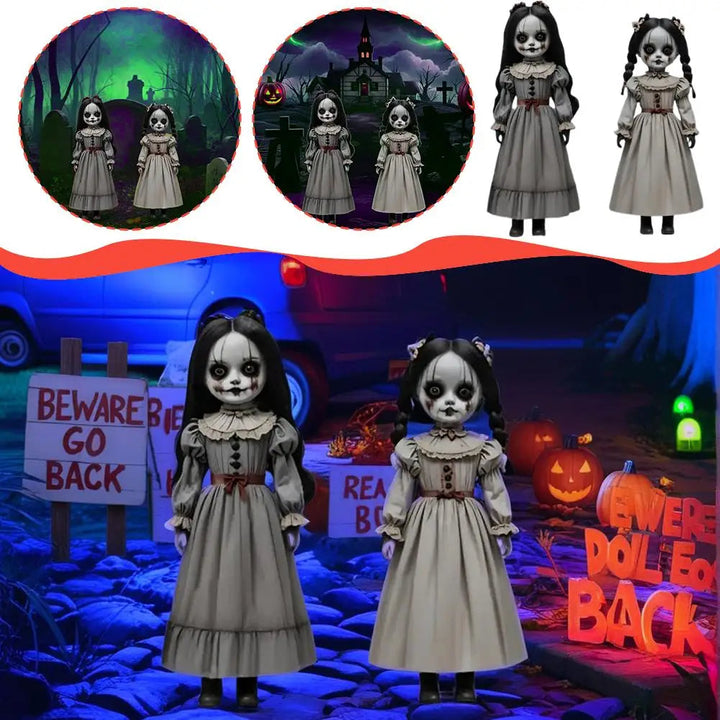 Decoração de jardim de Halloween com boneca fantasma e estacas para o solo, conjunto de 2