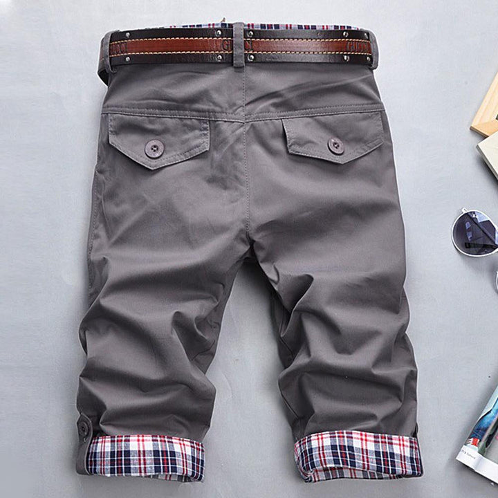 Men's Stylish Check Pattern Shorts with Belt-The Yellow Prime