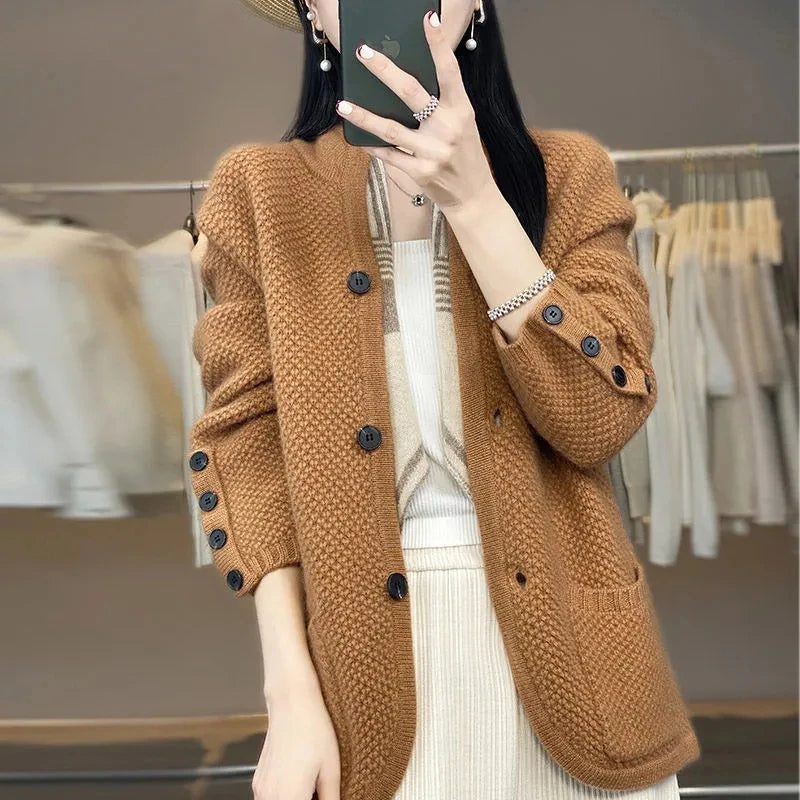 Women's Textured Knit Cardigan in Linden-The Yellow Prime