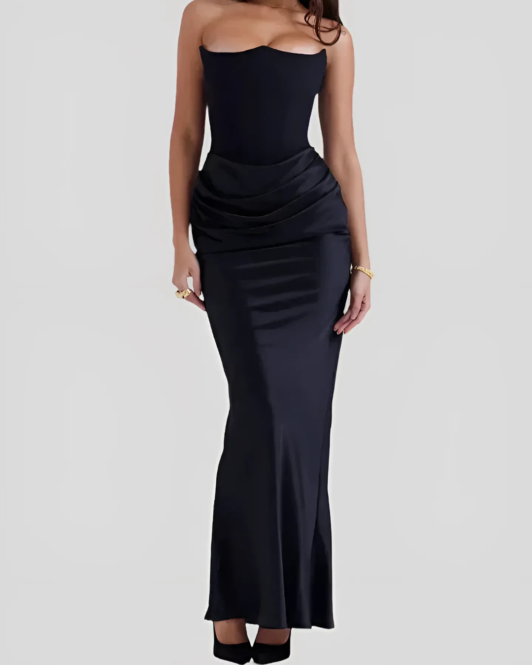 Elisabetta | Women's Draped Maxi Dress for Wedding Guests-The Yellow Prime