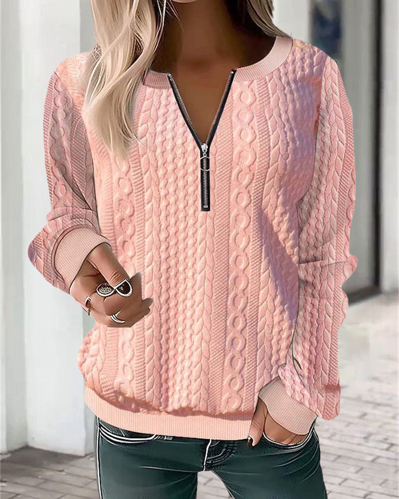 Adriana | Women's Casual Knitted Sweater with Half-Zip Design