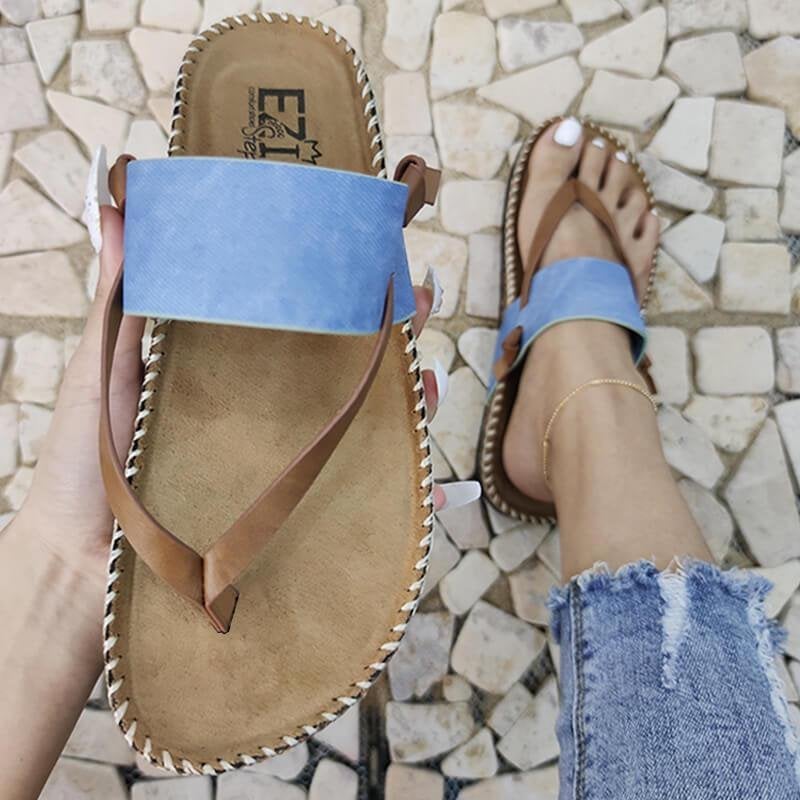 Isa | Women's Elegant and Comfortable Blue Flip-Flops-The Yellow Prime