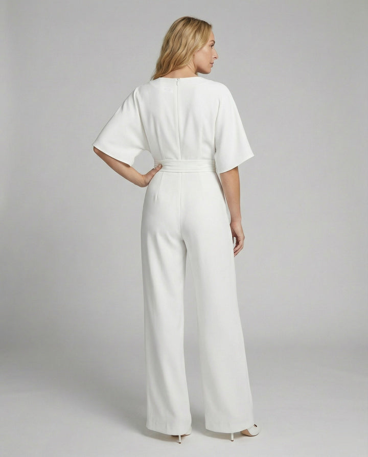 Women's Elegant V-Neck Jumpsuit for Stylish Occasions-The Yellow Prime