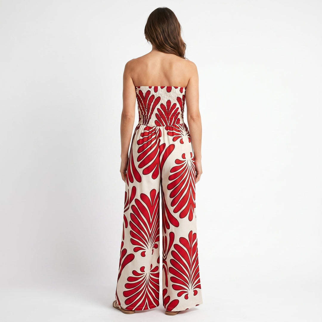 Women's Floral Summer Jumpsuit with Elastic Bodice