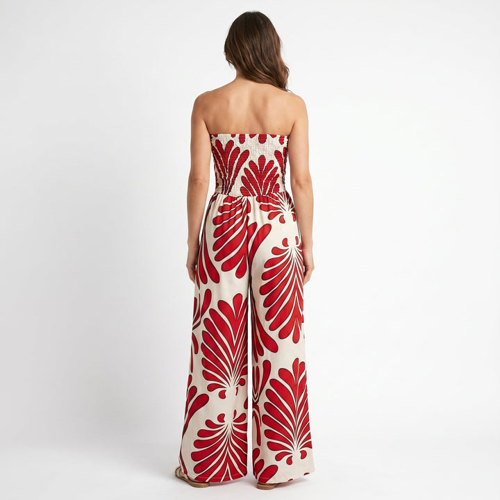 Women's Floral Summer Jumpsuit with Elastic Bodice