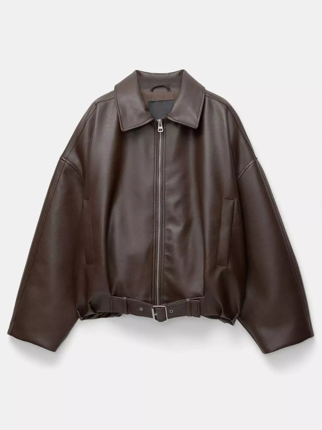 Chaqueta elegante de piel sintética con cremallera para mujer, forrada, tallas XS-XL