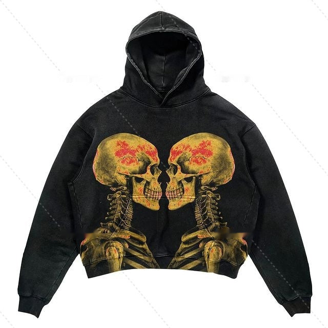 Men's Cropped Pullover Hoodie - Warm Polyester Streetwear-The Yellow Prime