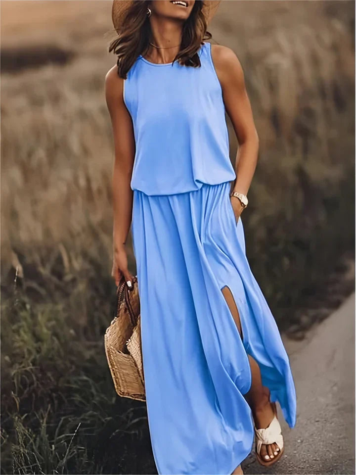 Women's Solid Color Maxi Dress for Effortless Style and Comfort-The Yellow Prime