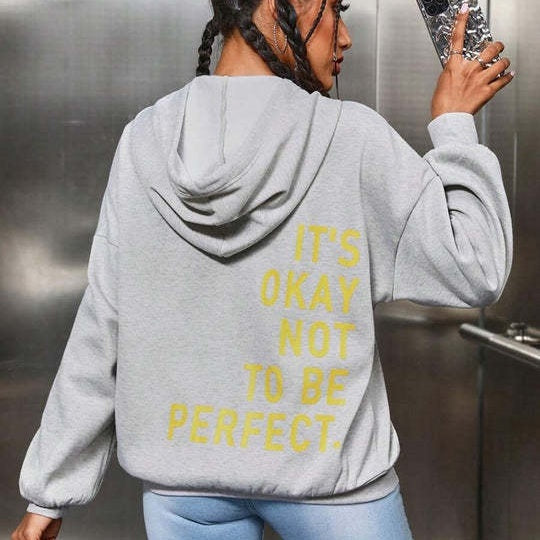 Women's Oversized Hoodie with Relaxed Back Slogan in Cotton Blend-The Yellow Prime