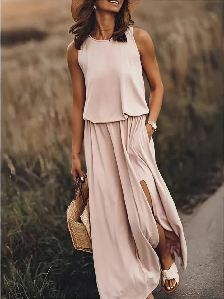 Women's Solid Color Maxi Dress for Effortless Style and Comfort-The Yellow Prime