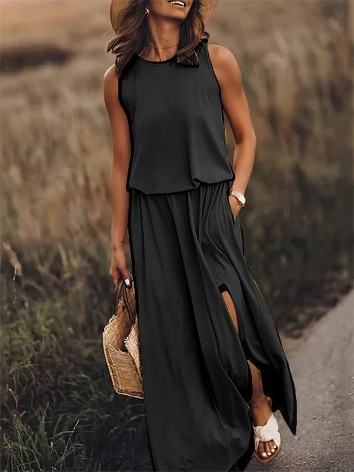 Women's Solid Color Maxi Dress for Effortless Style and Comfort-The Yellow Prime