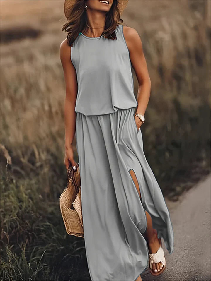 Women's Solid Color Maxi Dress for Effortless Style and Comfort-The Yellow Prime