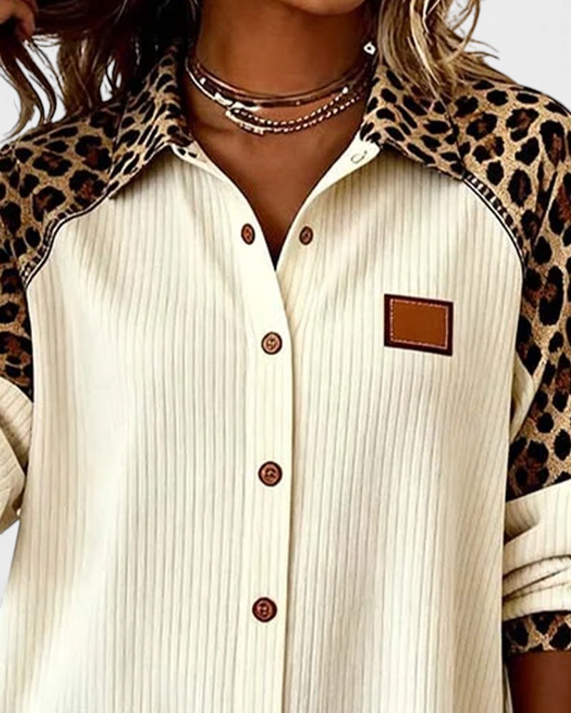 Jackie | Women's Leopard Print Button-Down Shirt-The Yellow Prime