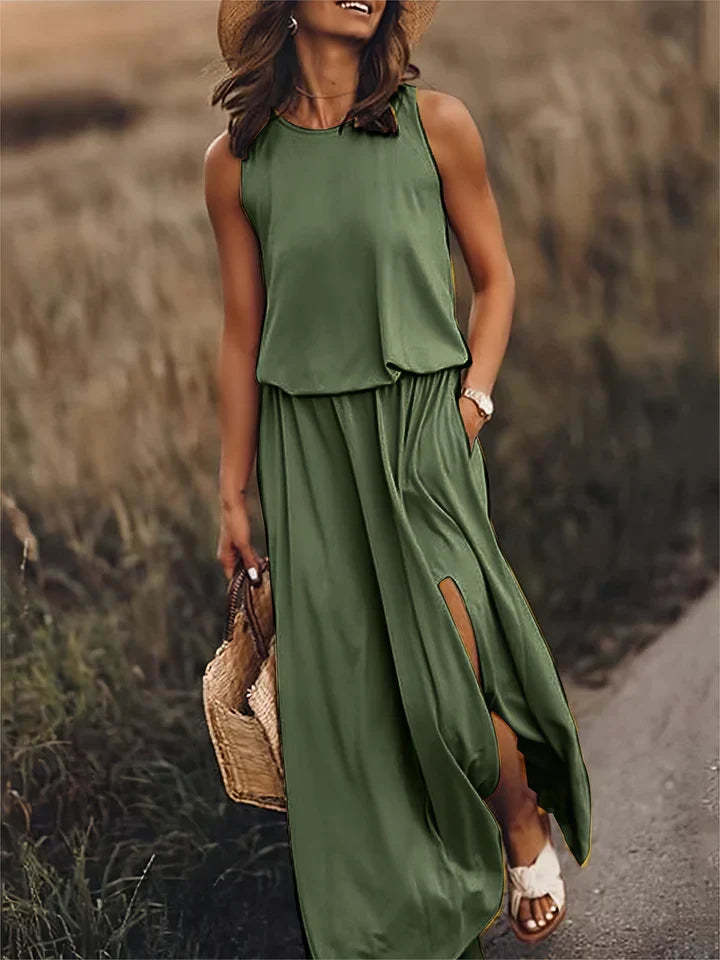 Women's Solid Color Maxi Dress for Effortless Style and Comfort-The Yellow Prime