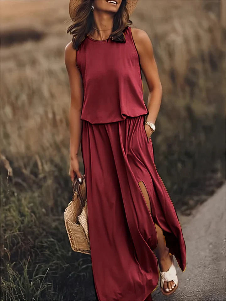 Women's Solid Color Maxi Dress for Effortless Style and Comfort-The Yellow Prime