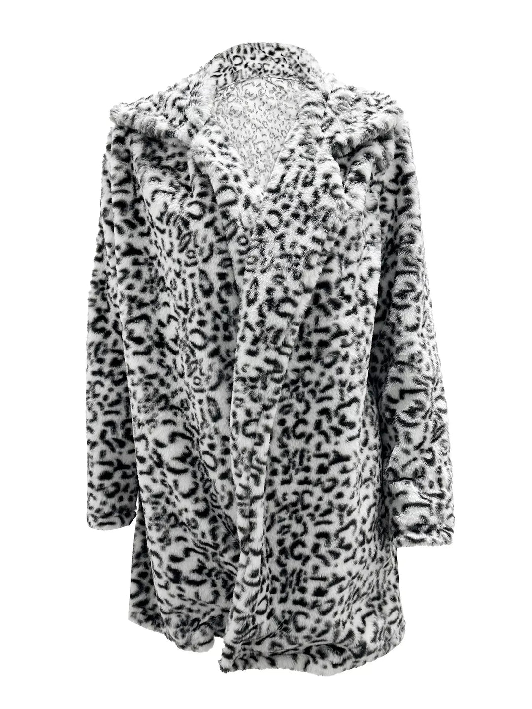 Manteau en fausse fourrure à imprimé léopard pour femme, ouvert sur le devant, grande taille 5XL