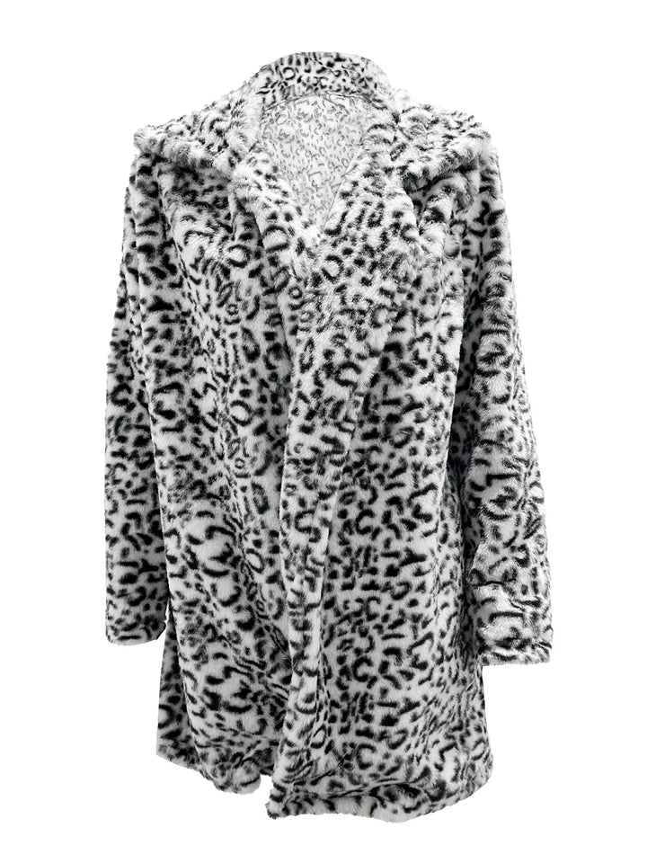 Manteau en fausse fourrure à imprimé léopard pour femme, ouvert sur le devant, grande taille 5XL