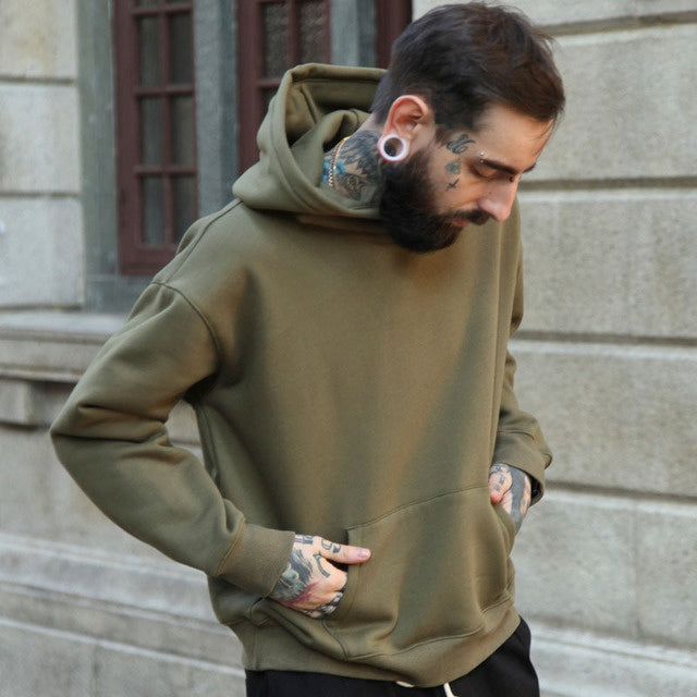 Men's Oversized Relaxed Hoodie - Boxy Cut Cotton Layering-The Yellow Prime