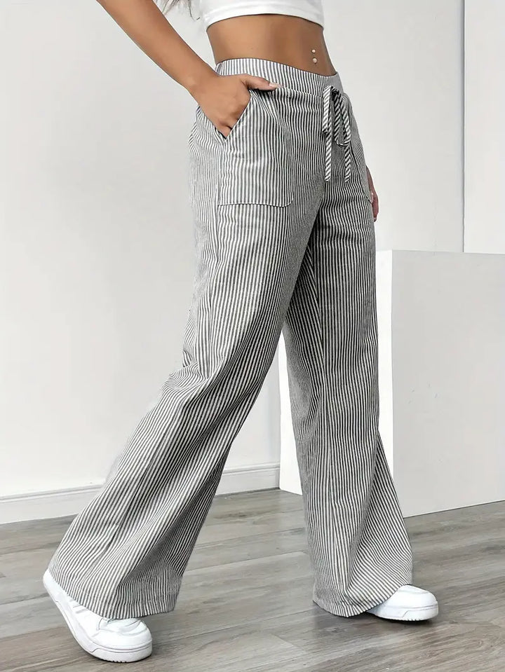 Elise | Women's Relaxed Stripe Casual Pants-The Yellow Prime