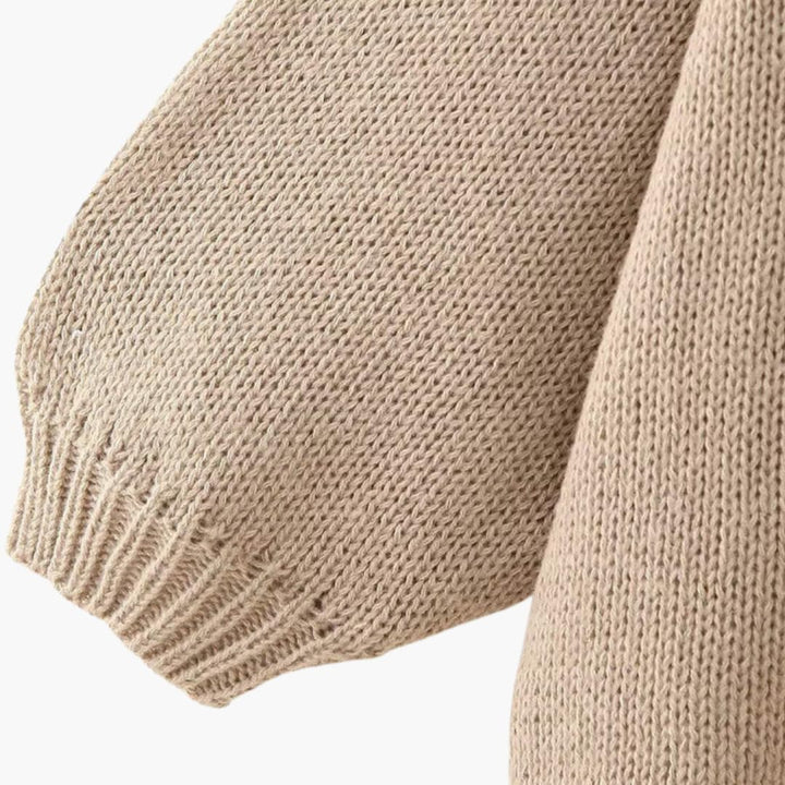 Casaco de malha oversized para senhora com botões à frente e punhos canelados